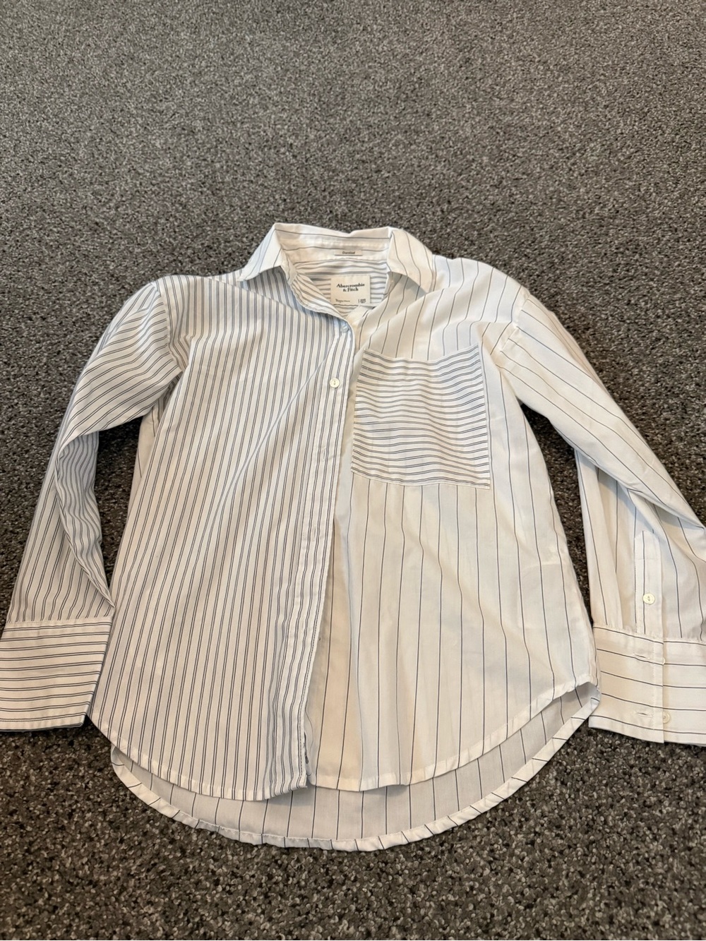 Abercrombie & Fitch White Shirt with Blue Pinstripes